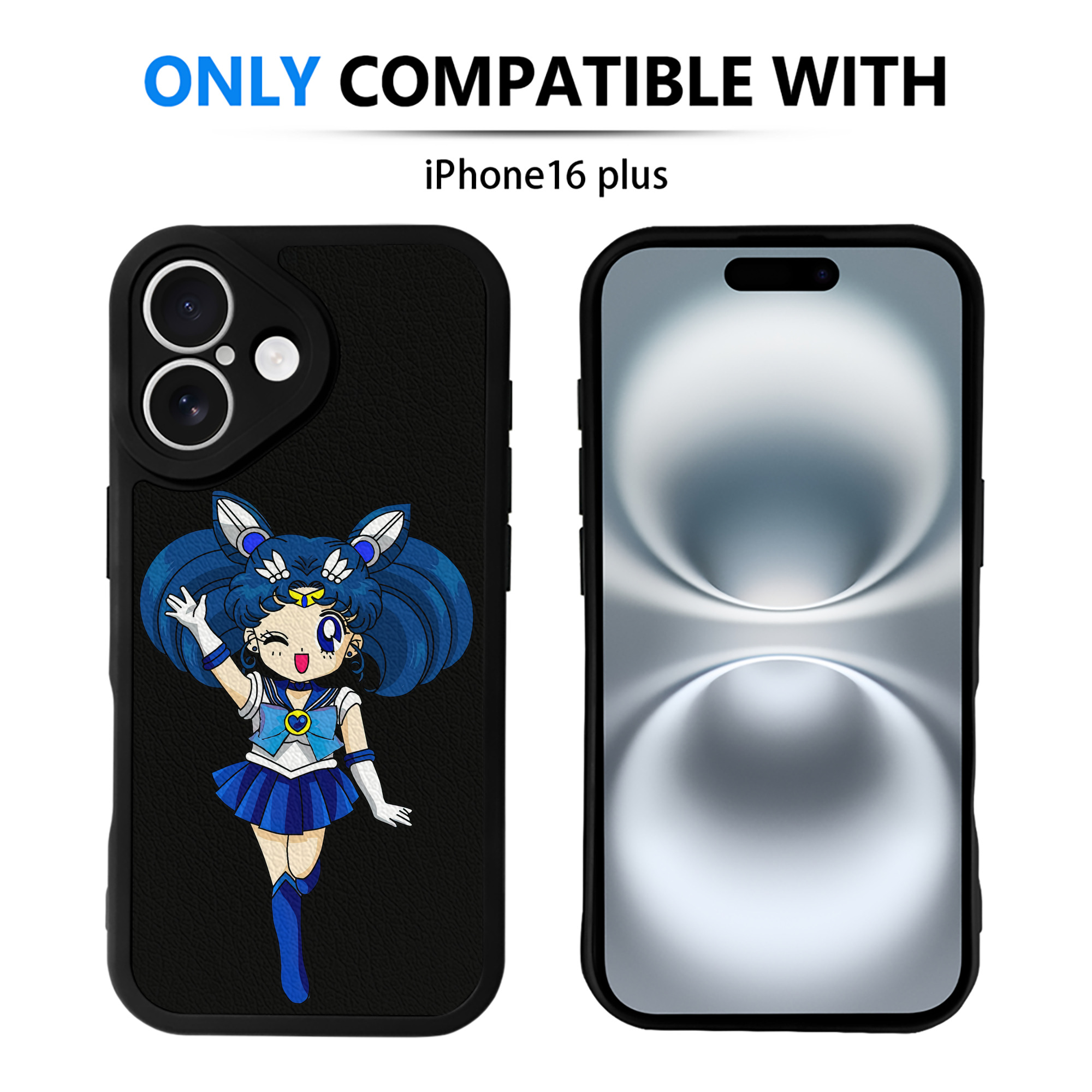 （画像用） 美少女戦士セーラームーン 水野 亜美 みずの あみ Sailor Moon Mizuno Ami 【iPhone 16シリーズ対応】シリコンスマホケース（レザー調） 材質：シリコン